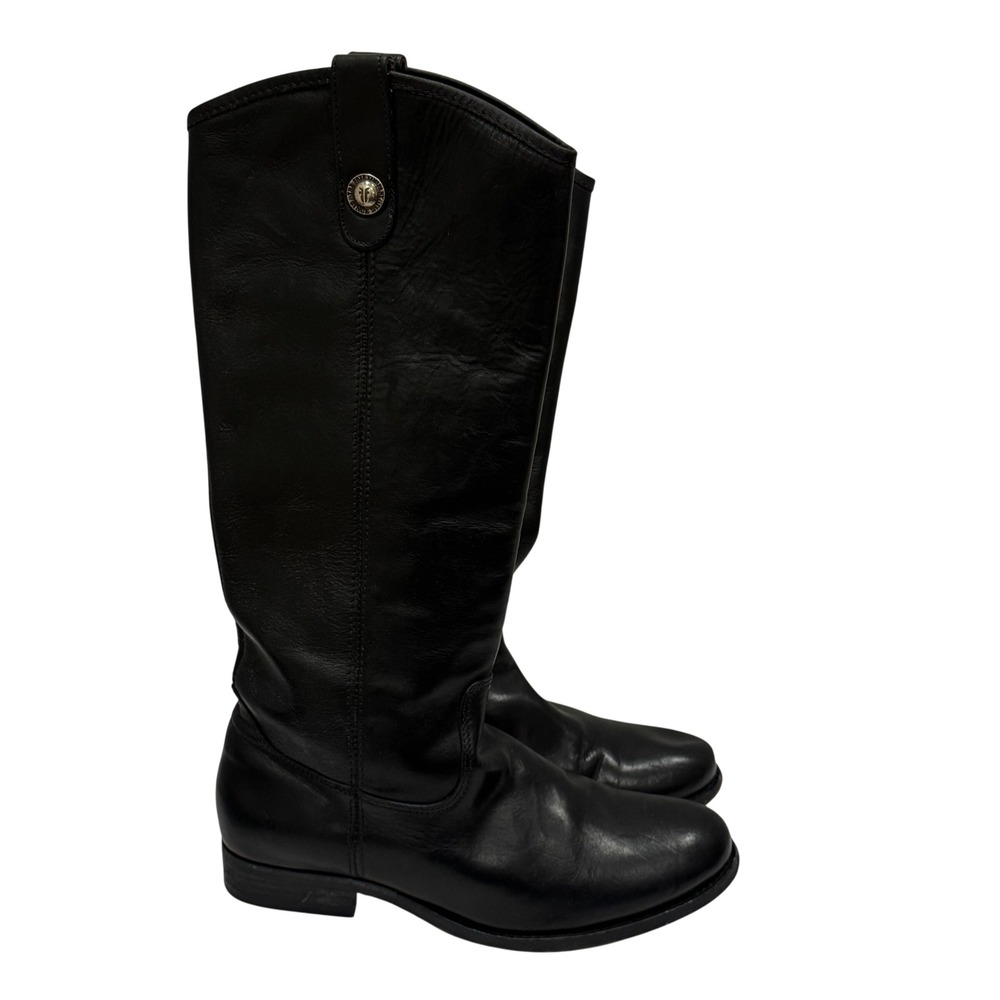 Frye Melissa Button‎ Riding Boots Womens 7.5B Black Leather 77167 Tall Boot